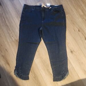 Women's Blue Jeans with Ruffle Hem